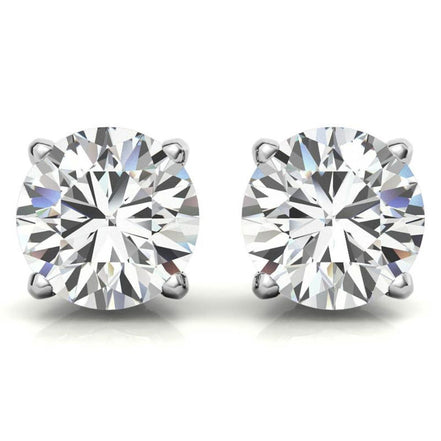 Timeless Four Prong Round Moissanite Stud Earrings