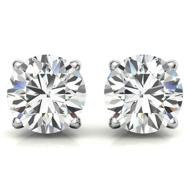 Timeless Four Prong Round Moissanite Stud Earrings
