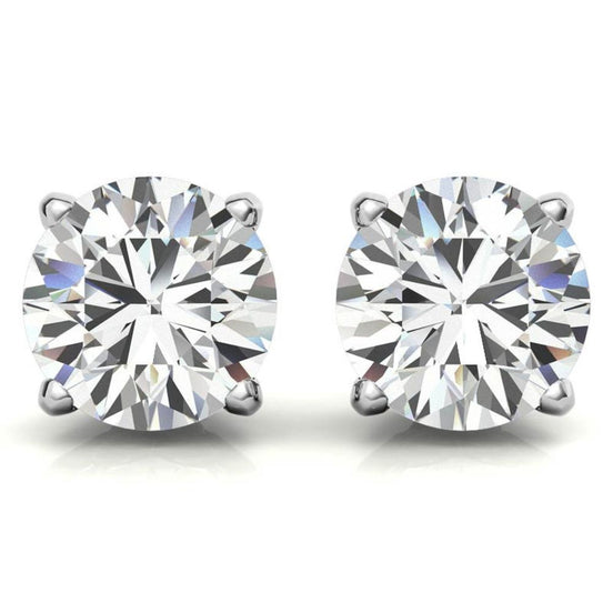 Timeless Four Prong Round Moissanite Stud Earrings