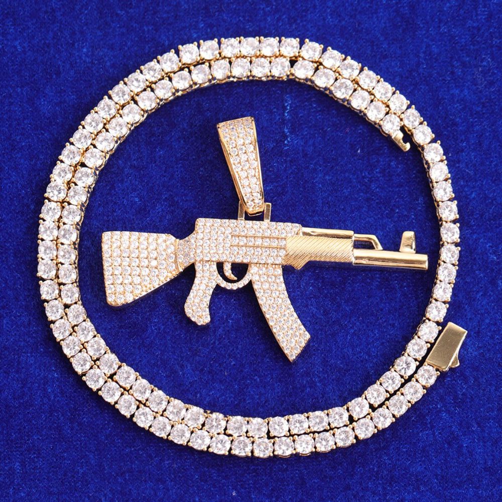 Moissanite Diamond Rifle Pendant Gift For Men's