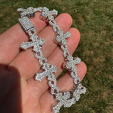Iced Out Moissanite Diamond Infinity Link Cross Bracelet