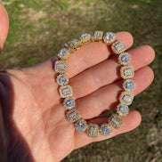 Cluster Moissanite Diamond Tennis Link Bracelet