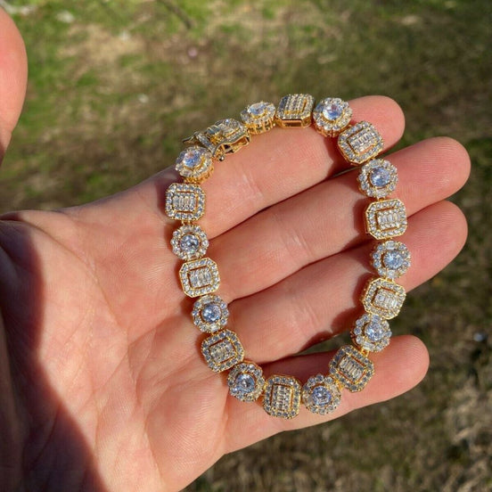 Cluster Moissanite Diamond Tennis Link Bracelet