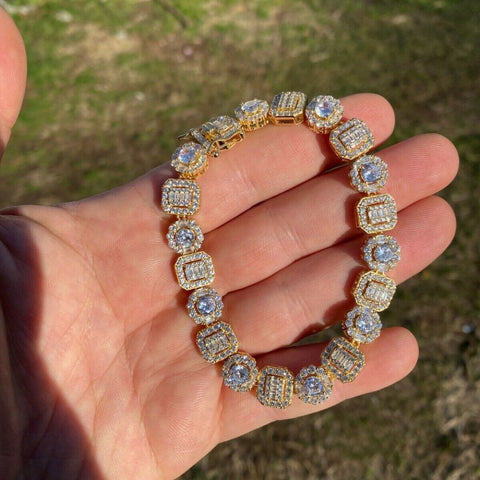 Cluster Moissanite Diamond Tennis Link Bracelet