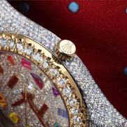 Moissanite Two Tone Rainbow Digit Hip Hop Watch
