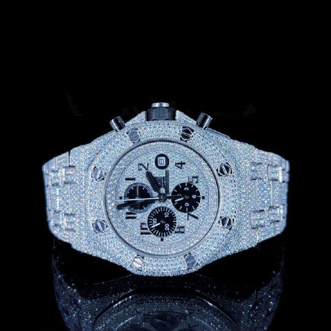Chrono Dial Fully Iced Out Moissanite Watch Gift For Men's