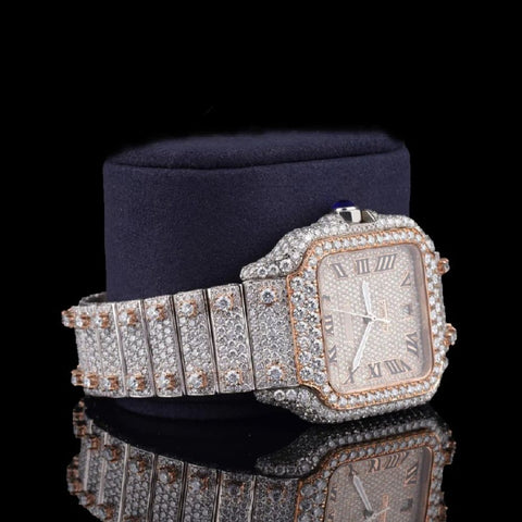 Dual Tone D Color Moissanite Luxury Wrist Watch
