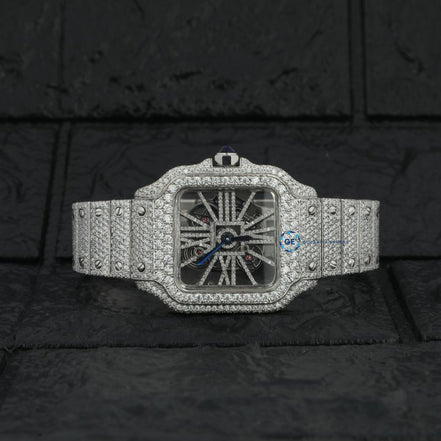 D Color Moissanite Bust Down Skeleton Watch For Men's