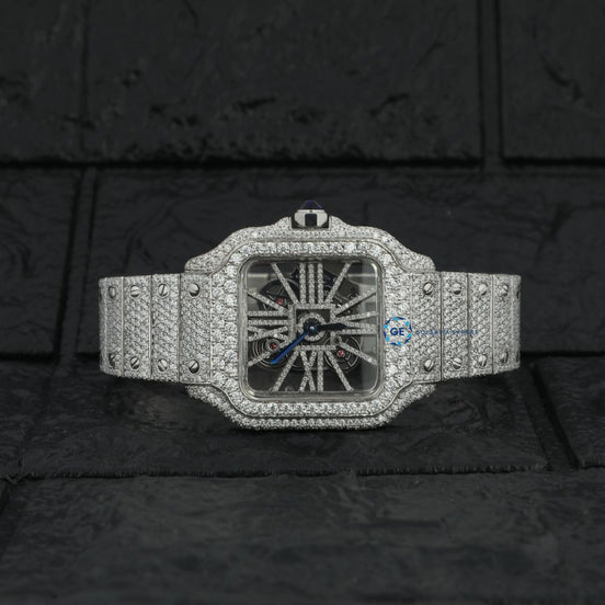 D Color Moissanite Bust Down Skeleton Watch For Men's