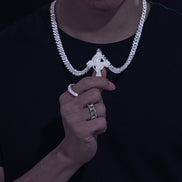 Men's Sterling Silver Praying God Cross Hand Luxury Pendant