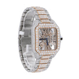 Dual Tone Skeleton Iced Out Moissanite Hip Hop Watch