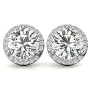 Round Cut Halo Moissanite Earrings For Her