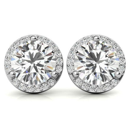 Round Cut Halo Moissanite Earrings For Her