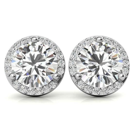 Round Cut Halo Moissanite Earrings For Her