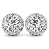 Round Cut Halo Moissanite Earrings For Her