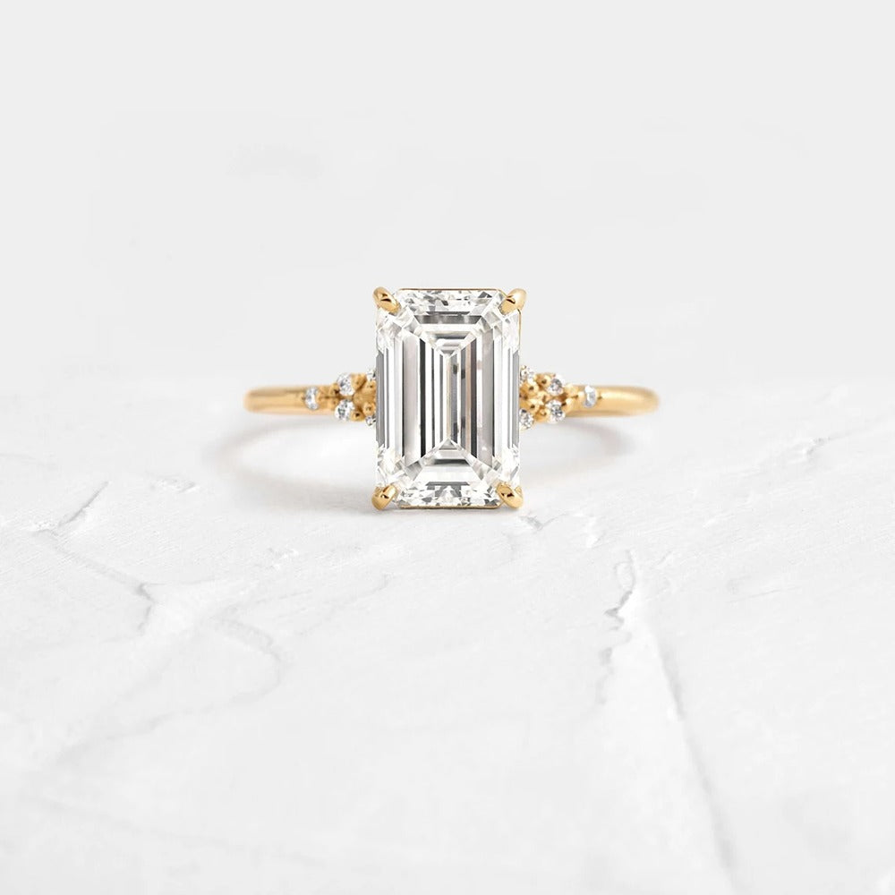 Emerald Cut Moissanite Engagement Ring