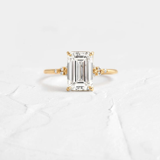 Emerald Cut Moissanite Engagement Ring