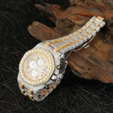 Dual Tone Chrono Dial Handmade Hip Hop Moissanite Watch