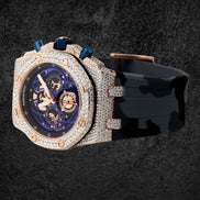 Rubber Strap Iced Out Moissanite Diamond Wrist Watch