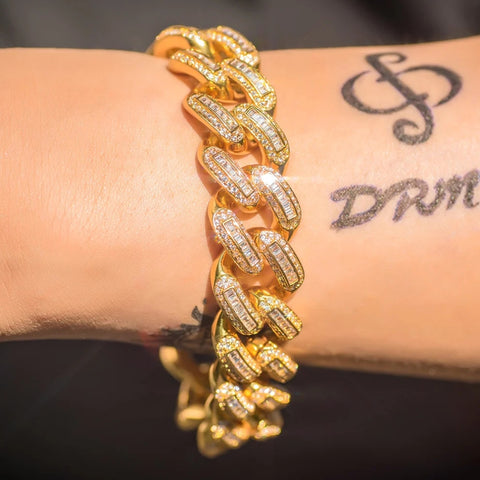 Iced Out Baguette Cuban Link Bracelet