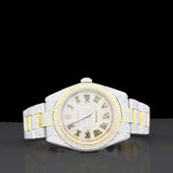 Dual Tone Roman Dial Iced Out Moissanite Expensive Watch