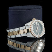 Automatic Stainless Steel Moissanite Dual Tone Watch