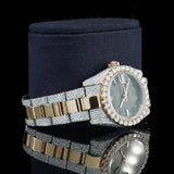 Automatic Stainless Steel Moissanite Dual Tone Watch