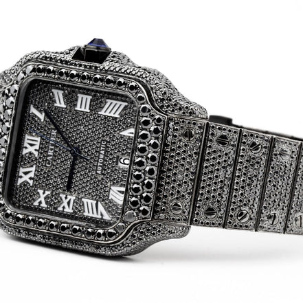 Stylish Black Moissanite Diamond Luxury Hip Hop Watch