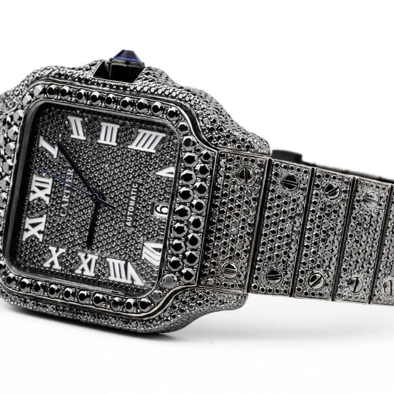 Stylish Black Moissanite Diamond Luxury Hip Hop Watch