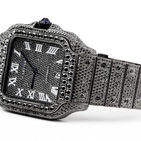Stylish Black Moissanite Diamond Luxury Hip Hop Watch