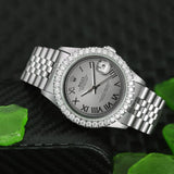 Grey Color Roman Dial Datejust Moissanite Watch