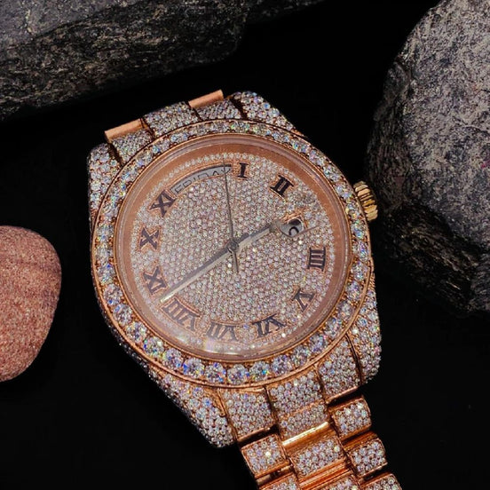 Roman Dial Datejust Hip Hop Moissanite Watch