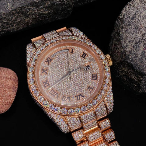 Roman Dial Datejust Hip Hop Moissanite Watch