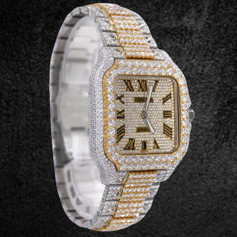 Stylish Moissanite Dual Tone Fancy Watch For Men's