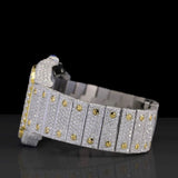 Moissanite Round Cut Dual Tone Hip Hop Watch