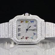 Rainbow Arabic Dial Full Iced Out Moissanite Watch