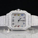 Rainbow Arabic Dial Full Iced Out Moissanite Watch