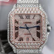Dual Tone Moissanite Luxury Hip Hop Watch