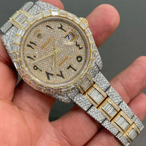 Dual Tone Moissanite Datejust Wrist Watch