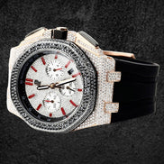 Black Rubber Strap Moissanite Diamond Watch For Men's
