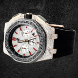Black Rubber Strap Moissanite Diamond Watch For Men's