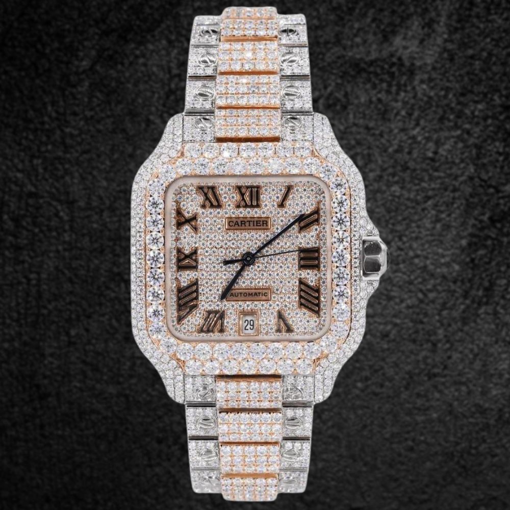 Dual Tone Automatic Moissanite Diamond Watch