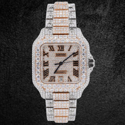 Dual Tone Automatic Moissanite Diamond Watch