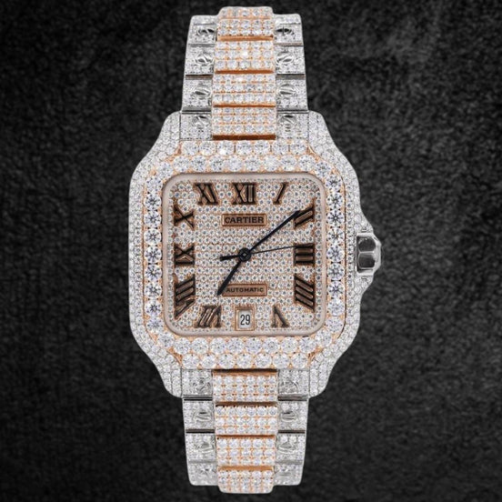 Dual Tone Automatic Moissanite Diamond Watch
