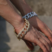 22MM Moissanite Diamond Cuabn Link Men's Bracelet