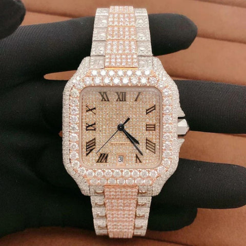 Full Rose Roman Dial Moissanite Fancy Watch