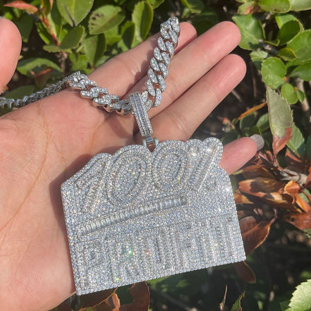 Name Plate Style Moissanite Diamond Iced Out Pedant