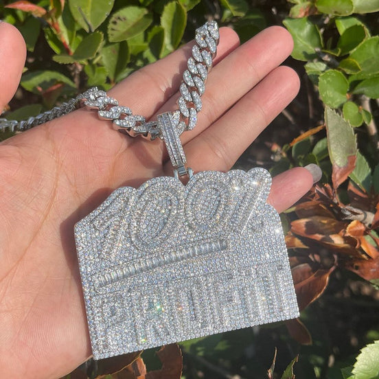 Name Plate Style Moissanite Diamond Iced Out Pedant
