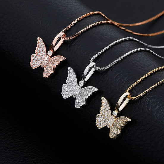 925 Sterling Silver Moissanite Diamond Butterfly Pendant