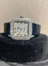 Black Leather Belt Moissanite Diamond Hip Hop Watch